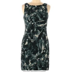 Ann Taylor Women's Size 10P Sleeveless Black/Blue/Off White Career Sheath Dress